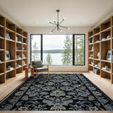 Timeless Black White Persian Floral Rug