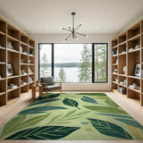 Abstract Area Lush Green Leaves Area Rug