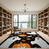 Spooky Cartoon Pumpkins Ghosts Halloween Rug