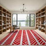Bold Red Chevron Stripe Area Rug