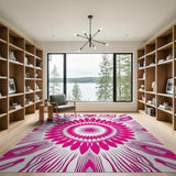 Pink Radiant Mandala Flower Area Rug