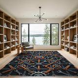 ODIKA Washable Steampunk Gear Industrial Area Rug - Low Pile & Non-Slip