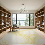 Creamy Yellow Wavy Abstract Area Rug