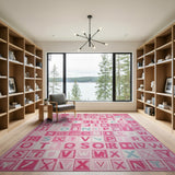 Pink Playful Pink ABC Alphabet Kids Area Rug