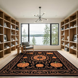 Orange Pumpkin Mandala Area Rug