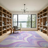 Purple Purple Marble Swirl Abstract Area Rug
