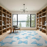 Cute Light Blue Bow Scatter Area Rug
