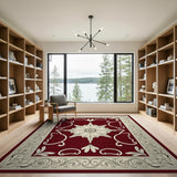 Ornate Red Medallion Area Rug