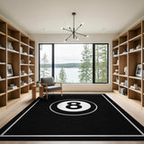 Bold 8-Ball Billiard Area Rug - Black White