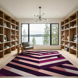 Purple Pink Geometric Diagonal Stripe Rug