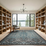 Elegant Teal Grey Persian Area Rug
