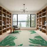 Green Monstera Leaves Corner Area Rug