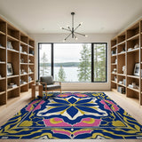 Navy Starburst Medallion Persian Area Rug