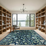 Blue Teal Floral Vintage Floral Vintage Area Rug