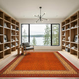 Geometric Modern Bold Orange Leopard Print Area Rug