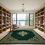 Ornate Gold on Emerald Green Persian Rug