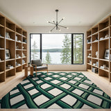 Green Woven Lattice Area Rug
