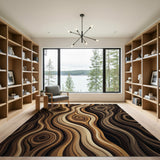 Abstract Wood Grain Brown Tan Area Rug