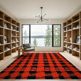 Rustic Farmhouse Bold Red Black Buffalo Check Area Rug