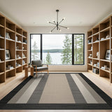 Beige Grey Vertical Stripe Area Rug