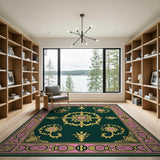 Multi-color and Patterns Emerald Green Persian Medallion Area Rug