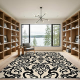 Floral Vintage Black and White Black White Floral Vintage Area Rug