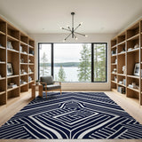 Blue and Teal Navy Geometric Zigzag Area Rug