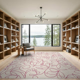 Floral Vintage Delicate Pink Floral Line Art Area Rug