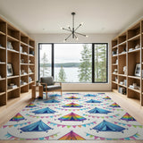 Rainbow Camping Tents Kids Area Rug