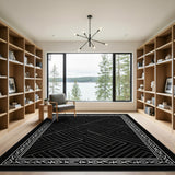 Maze Black White Geometric Maze Labyrinth Rug