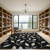 Monochrome Leaf Silhouette Area Rug