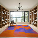 Vibrant Abstract Orange Purple Wave Area Rug