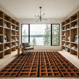 Terracotta Waffle Grid Area Rug