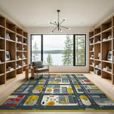 Autumn City Grid Yellow Area Rug