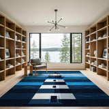 Navy Striped Lighthouse Beam Area Rug