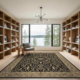 Gold and Silver Ornate Black and Gold Persian Area Rug