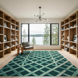 Teal Woven Lattice Area Rug