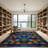 Multi-color and Patterns Vibrant Rainbow Mask Washable Area Rug