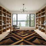 Geometric Pyramid Steps Brown Area Rug