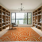 Abstract Area Orange Vibrant Orange Swirl Abstract Area Rug