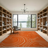 Burnt Orange Marble Wave Abstract Area Rug