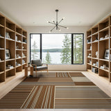 Brown and Tan Geometric Brown Tan Striped Area Rug