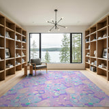 Whimsical Purple Blob Abstract Area Rug