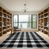 Rustic Farmhouse Black and White Black White Checkered Rustic Farmhouse Area Rug