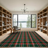 Classic Green Red Tartan Plaid Area Rug