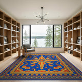 Royal Blue Persian Star Medallion Area Rug