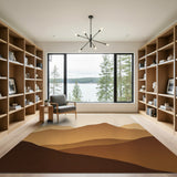 Layered Tan Mountain Peaks Abstract Area Rug