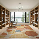 Terracotta Abstract Circles Area Rug