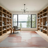 ODIKA Washable Abstract Geometric Rug - Modern Blush Pink & Rose Gold Low Pile Non-Slip Area Rug