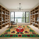 Festive Santa Claus Christmas Cartoon Area Rug